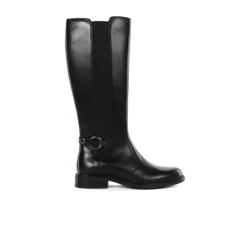 MARINASEVAL Stivali neri bassi in pelle con fibbia e inserto elasticizzato