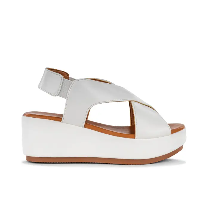 Zeppe bianche da donna con fasce ad incrocio