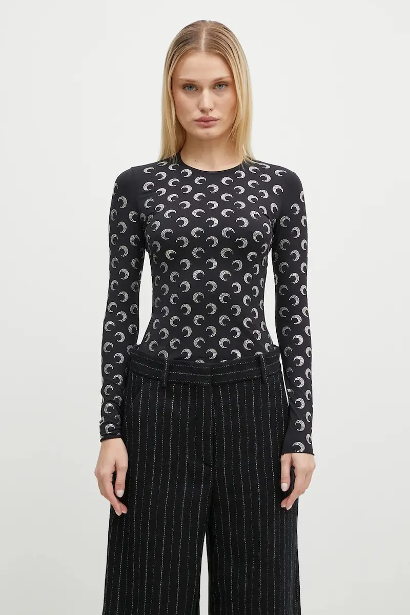 Marine Serre camicia a maniche lunghe donna colore nero WTS006A.CJER0002