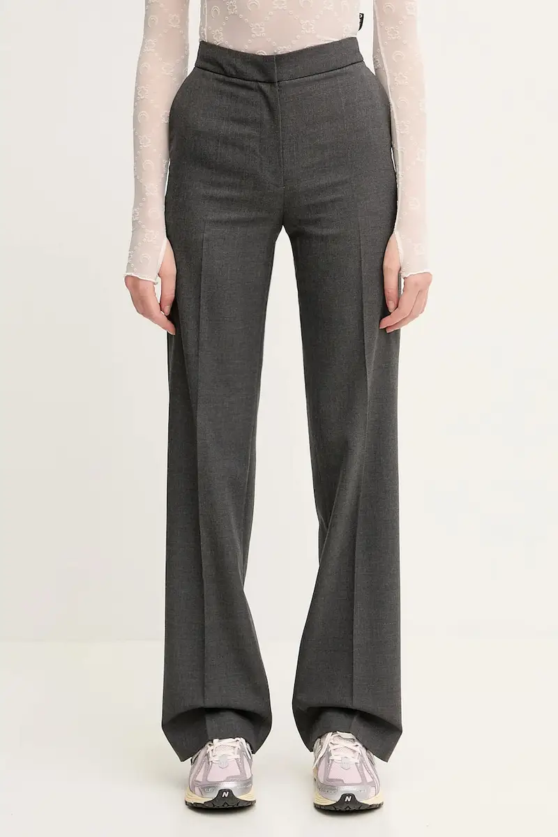 Marine Serre pantaloni in misto lana Regenerated Tailoring Wide Leg donna colore grigio WPA154A.DWOV0057