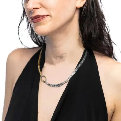 Marlù Gioielli Collana Donna Marlù Con Nodo Catena Snake Quadrata Ritorta 25CN0003GS