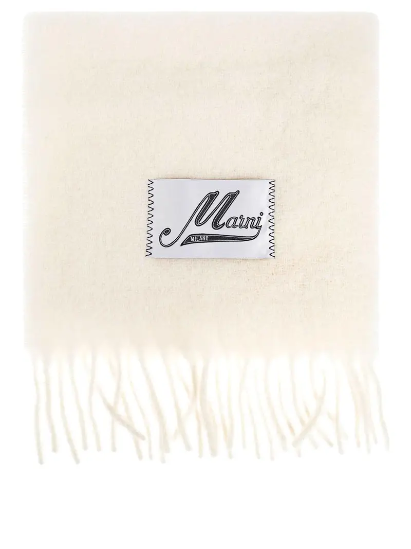 Marni Cream Alpaca Scarpa con frange Bianco