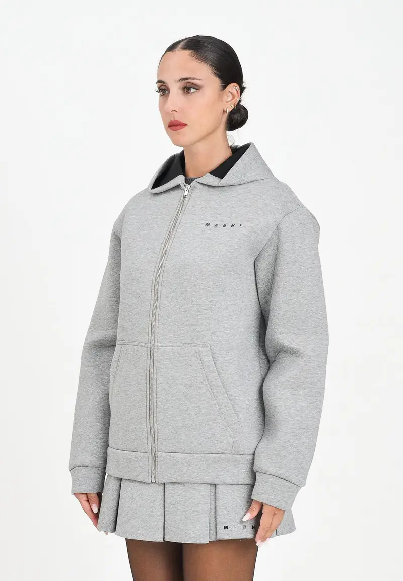 MARNI Felpa con zip in neoprene grigio per donna, ragazzi e bambini