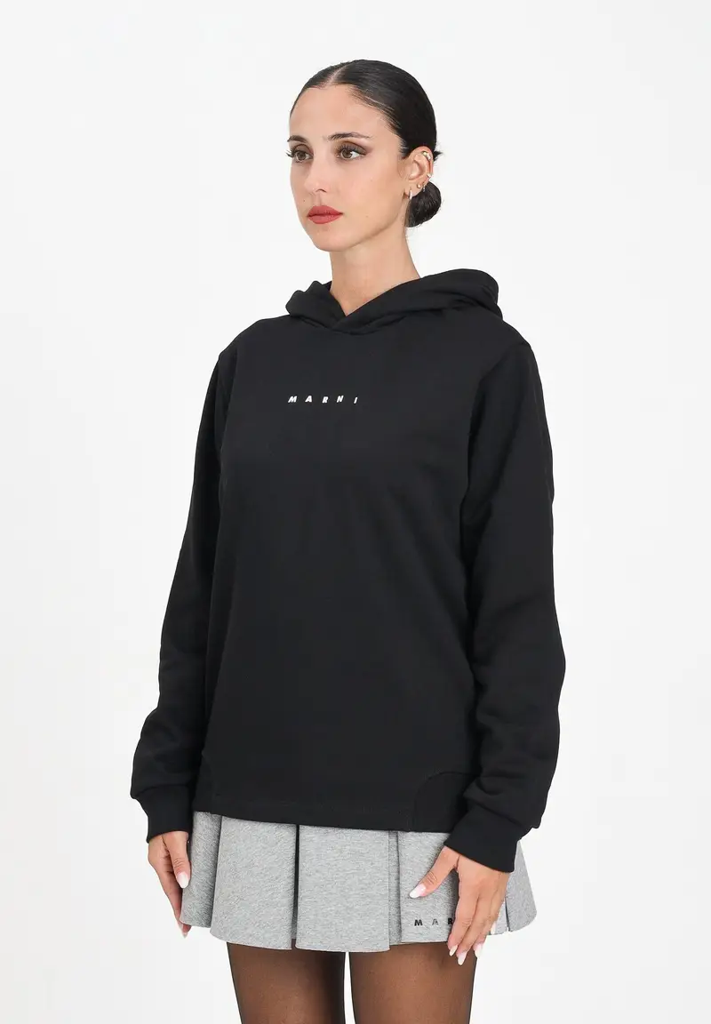 MARNI Felpa girocollo nera per donna, ragazzi e bambini con logo