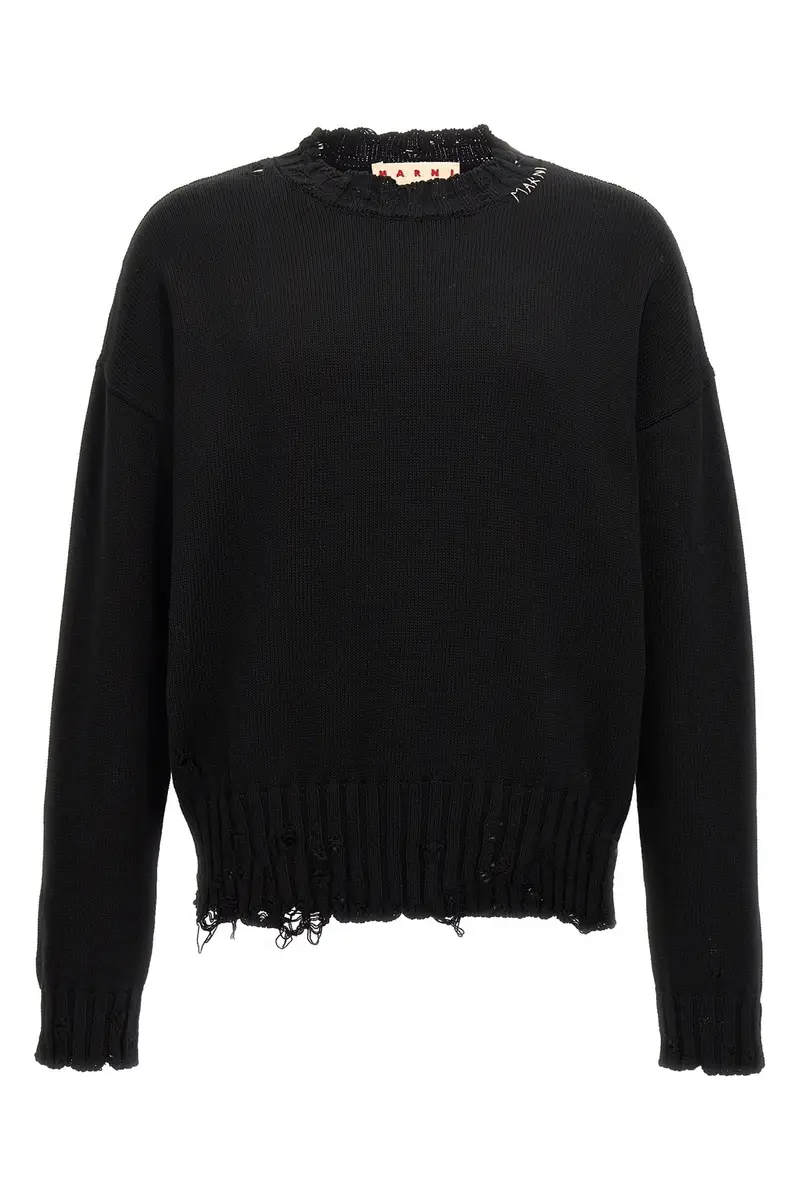 MARNI Maglione Effetto Destroyed Nero