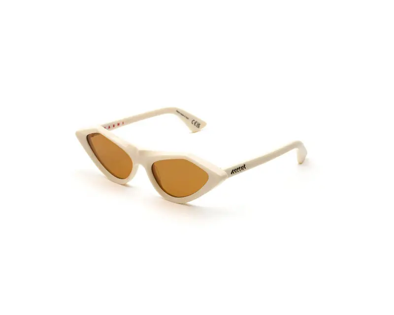 Marni Unisex 9G3 Tikbarri Cream Occhiali da sole Acetato Avorio Marrone Cat Eye
