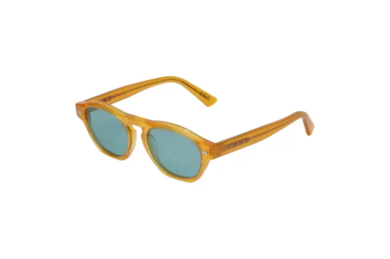 Marni Unisex NZ5 Yunari Honey Occhiali da sole Acetato Giallo Azzurro Geometrica Normale