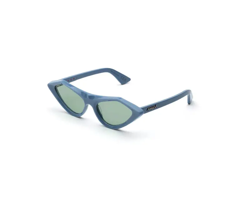 Marni Unisex O4H Tikbarri Light Blue Occhiali da sole Acetato Azzurro Verde Cat Eye