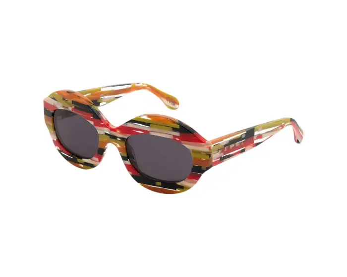 Marni Unisex VJU Ik Kil Cenote Spacey Stripey Occhiali da sole Acetato Multi-colore Grigio Oversize Normale