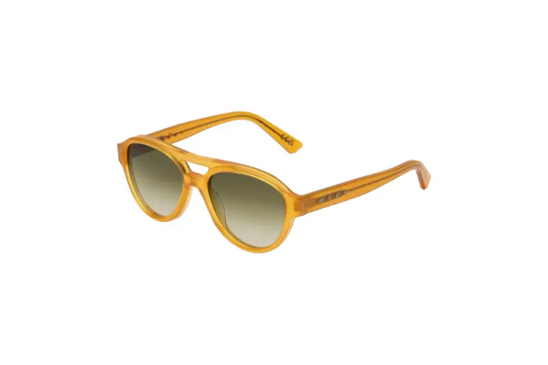 Marni Unisex ZAV Zeanou Honey Occhiali da sole Acetato Giallo Verde Pilot Normale Sfumato