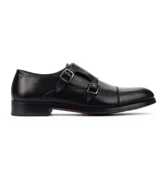 Martinelli per uomo 1492-2632PYM Scarpe stile impero in pelle con fibbie nere, Nero, Basso, Fibbia, Casual, Classico