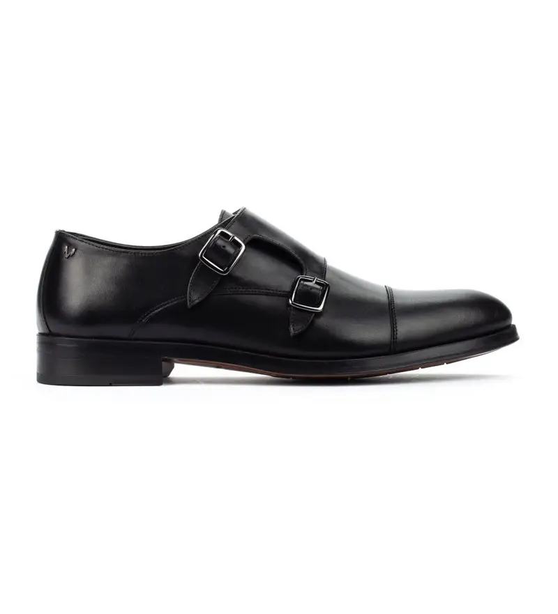 Martinelli per uomo 1492-2632PYM Scarpe stile impero in pelle con fibbie nere, Nero, Basso, Fibbia, Casual, Classico