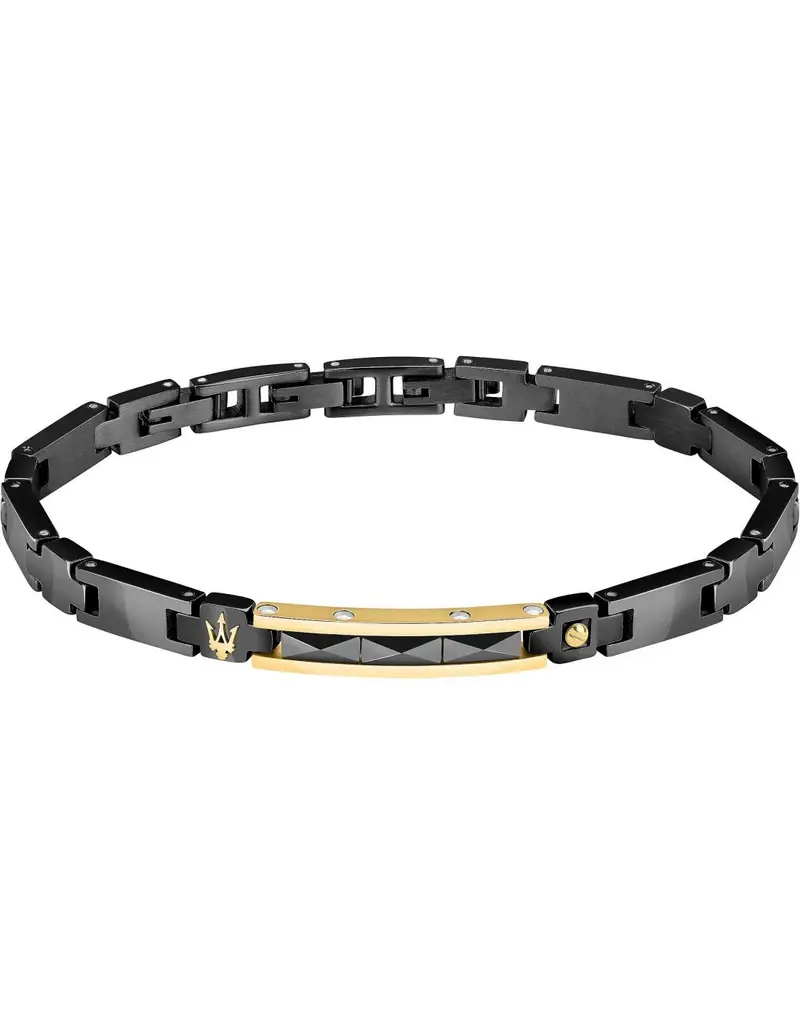 Maserati Bracciale Ceramic Uomo in acciaio nero e oro JM224ATZ36