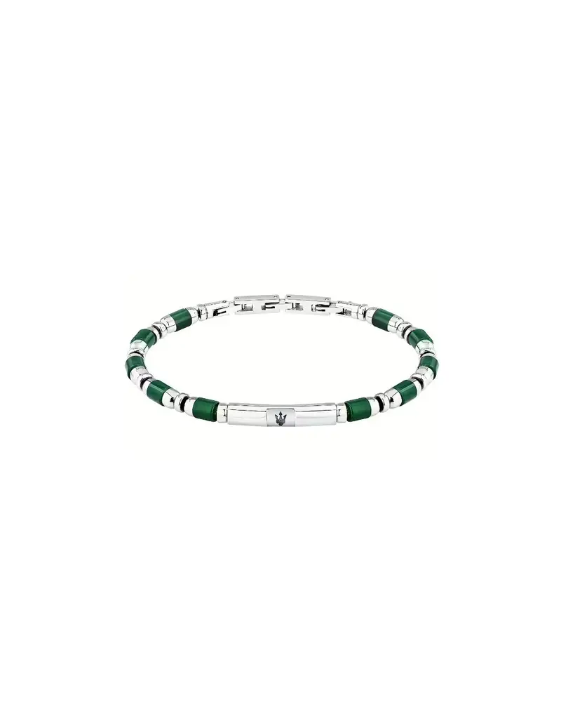Maserati Bracciale Uomo in acciaio e pietra verde JM334AVD48
