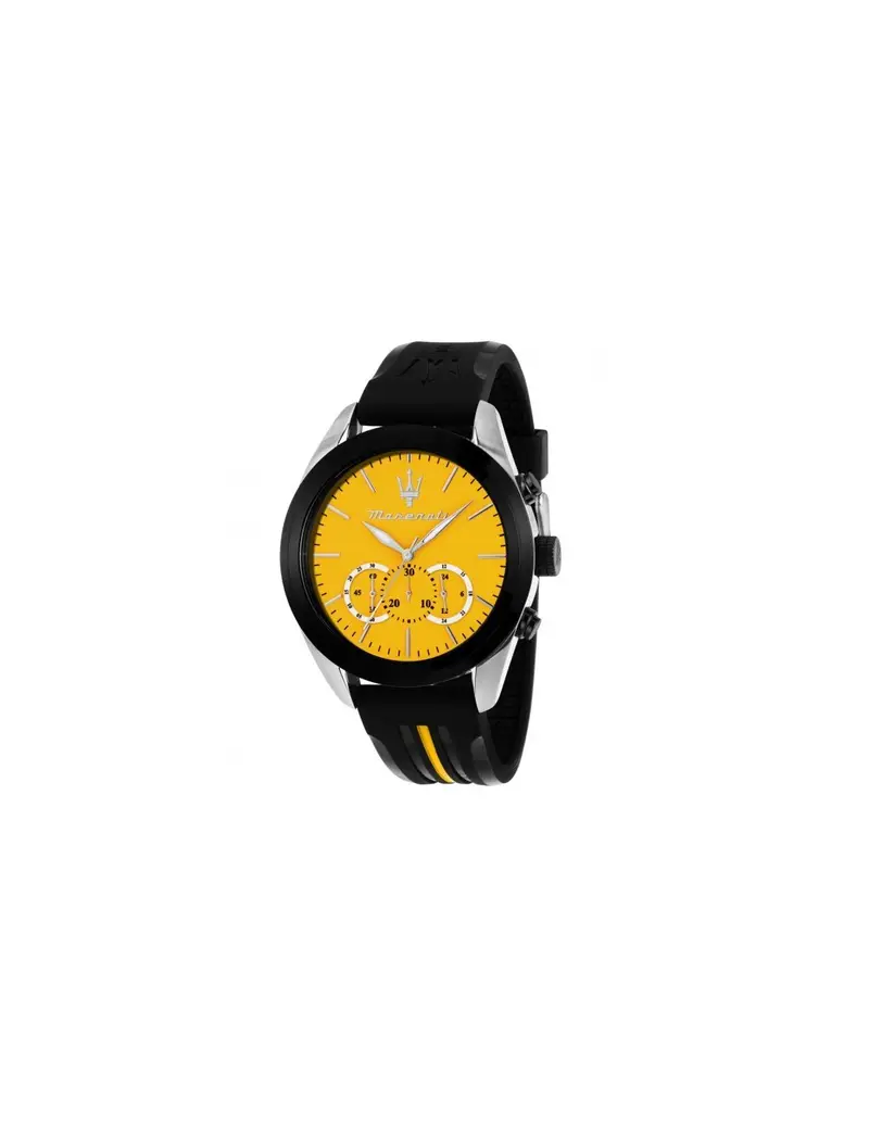 Maserati Orologio Traguardo in silicone nero con dettagli gialli R8871612045 Giallo