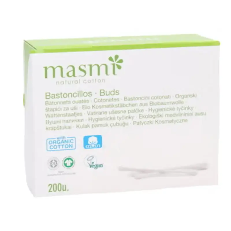 Masmi Bastoncini in Cotone Biologico, 200 pezzi