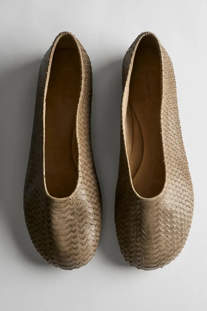 Ballerina In Pelle Con Punta Tonda - Animal Print - - Massimo Dutti - Female