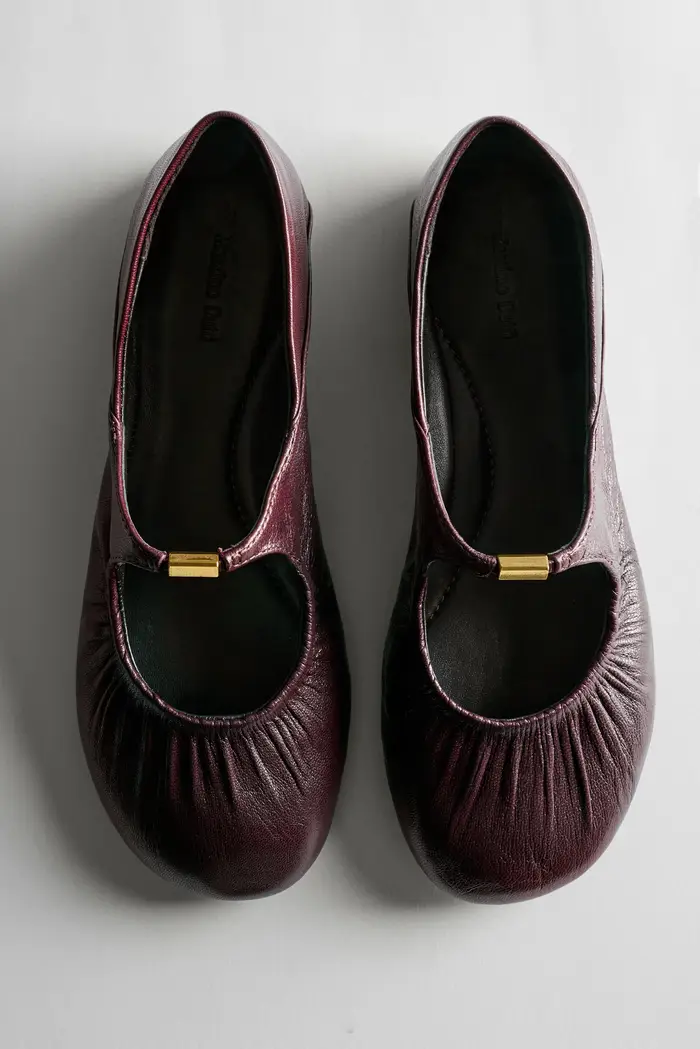 Ballerina In Pelle Morbida - Bordeaux - - Massimo Dutti - Female