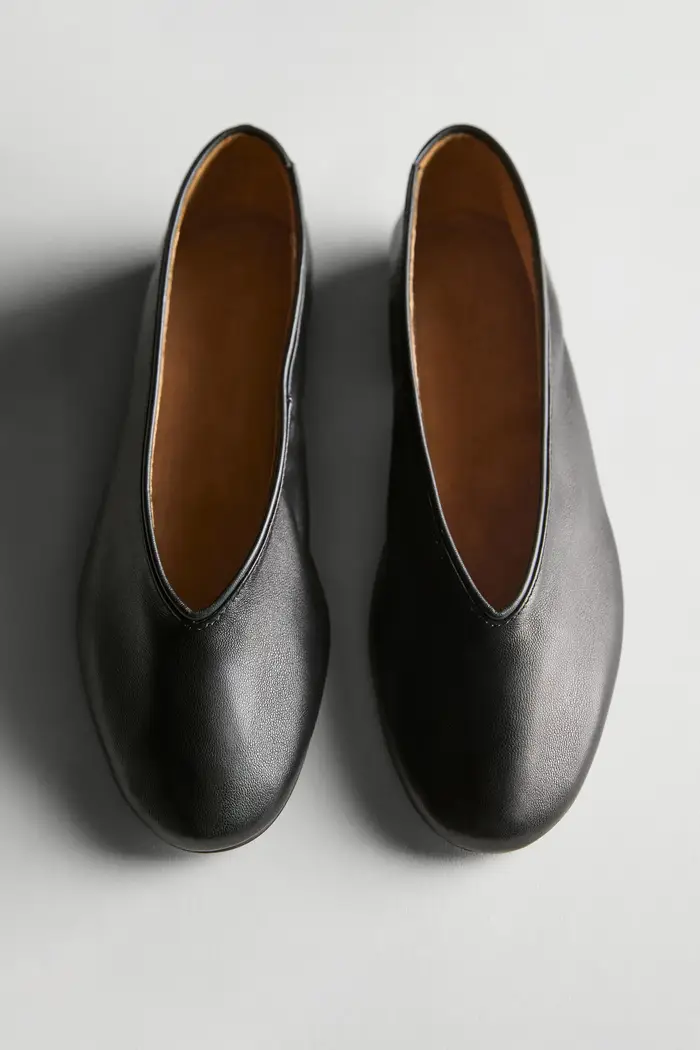 Massimo Dutti Ballerine In Pelle Soft - Nero - - - Femminile