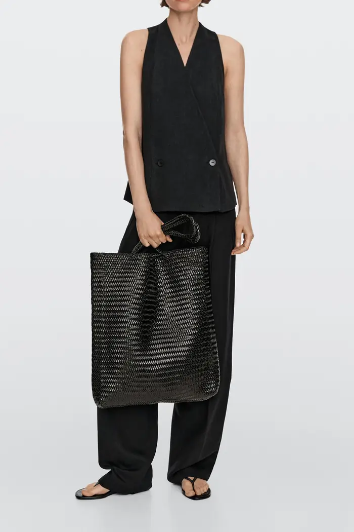 Borsa Tote Grande Intrecciata In Pelle Nappa - Nero - - Massimo Dutti - Femminile