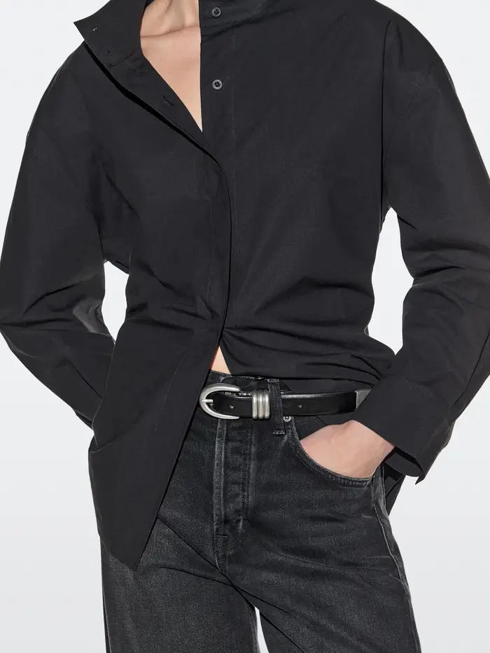 Massimo Dutti Cintura In Pelle Nappa Con Dettaglio Metallico - Nero - / 80cm - - Femminile