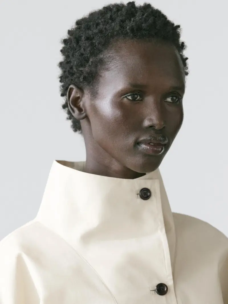 Massimo Dutti Giacca Con Dettaglio Collo Alto - Ecru - - - Femminile