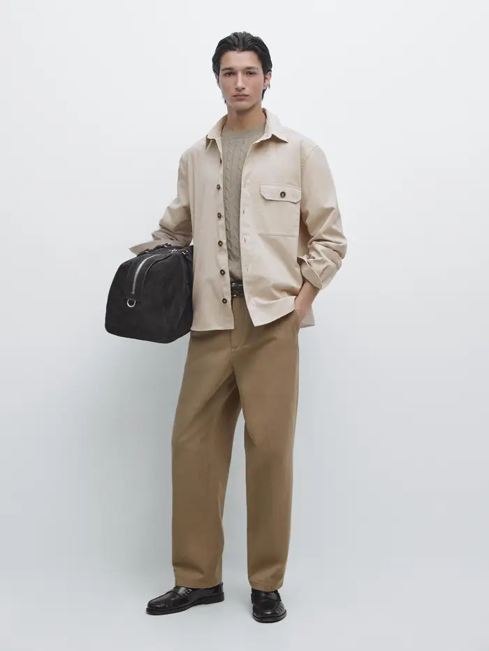 Giacca Con Tasche In Cotone - Beige - - Massimo Dutti - Maschile