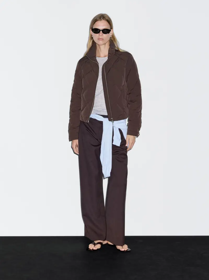 Massimo Dutti Giacca Corta Imbottita - Bordeaux - - - Femminile