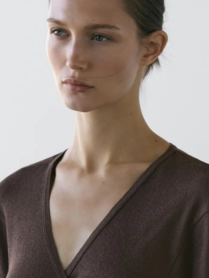 Massimo Dutti Giacca Doppiopetto In Misto Cotone - Marrone - - - Femminile