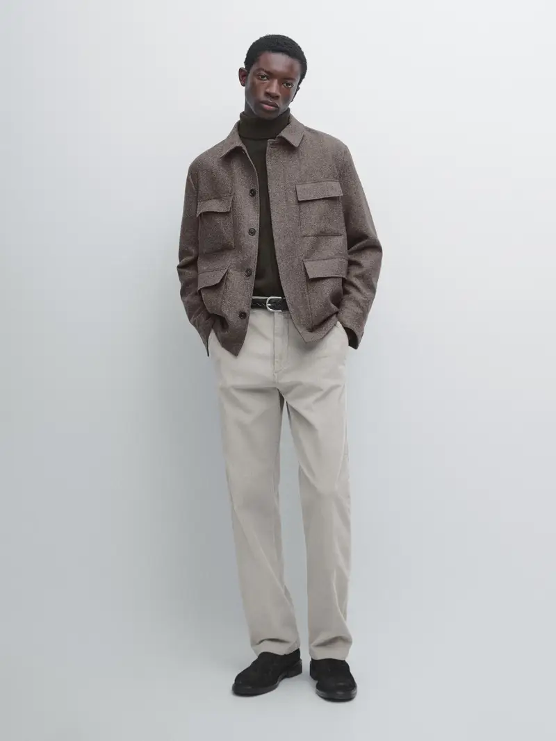 Massimo Dutti Giacca In Misto Lana Con Motivo A Spina Di Pesce - Visone - - - Maschile