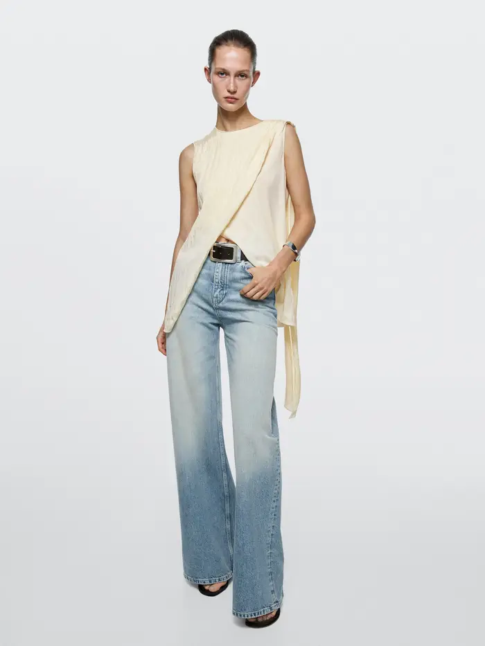Jeans Gamba Larga A Vita Alta - Azzurro Chiaro - (It 42) - Massimo Dutti - Femminile