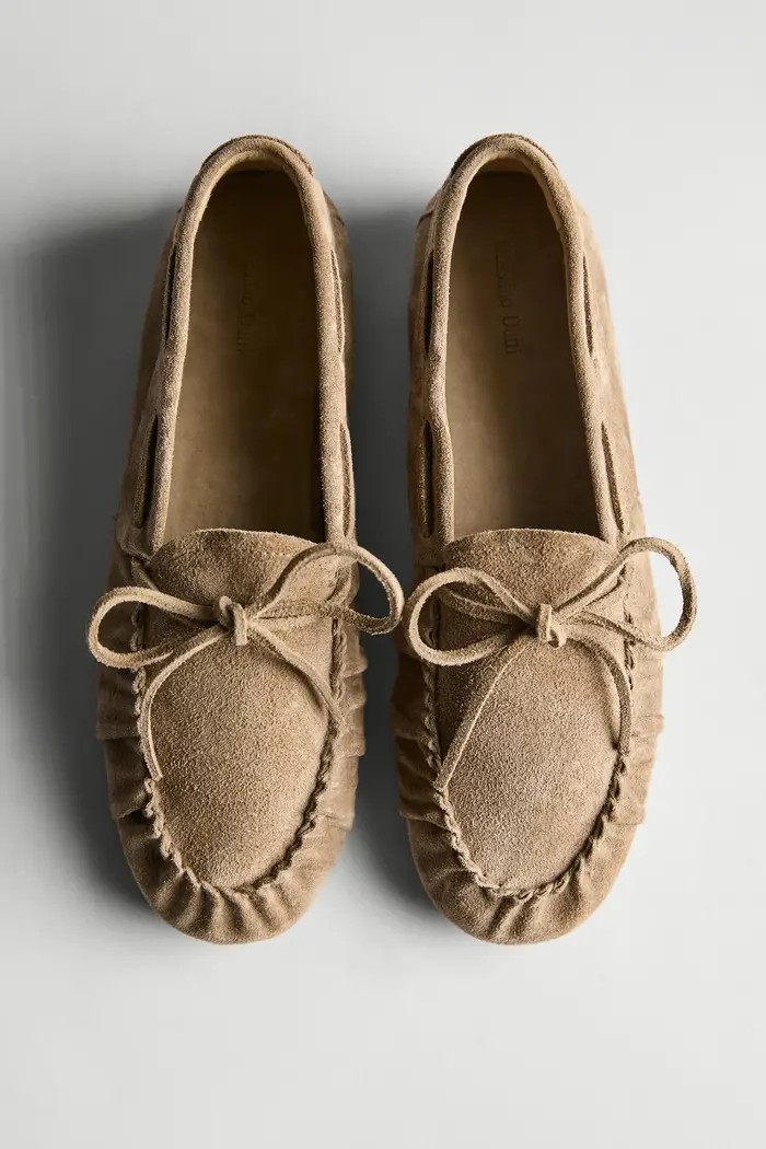 Massimo Dutti Mocassini In Pelle Soft Arricciati - Visone - - - Femminile