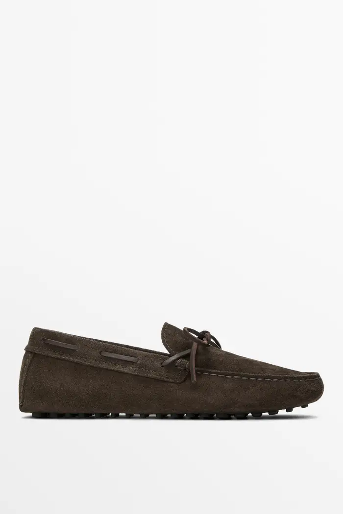 Mocassino In Pelle Morbida Con Laccio - Marrone - - Massimo Dutti - Male