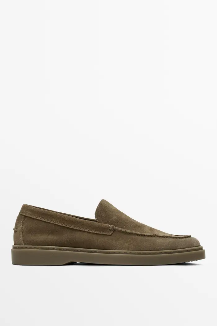 Mocassino In Pelle Scamosciata - Marrone - - Massimo Dutti - Male