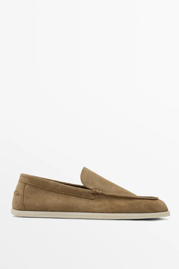 Mocassino In Pelle Scamosciata Soft - Sabbia - - Massimo Dutti - Male