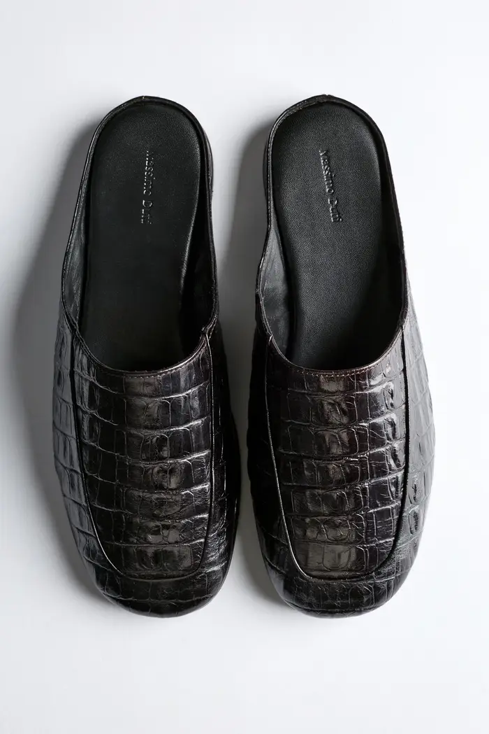 Mule In Pelle Stampa Cocco - Marrone - - Massimo Dutti - Female