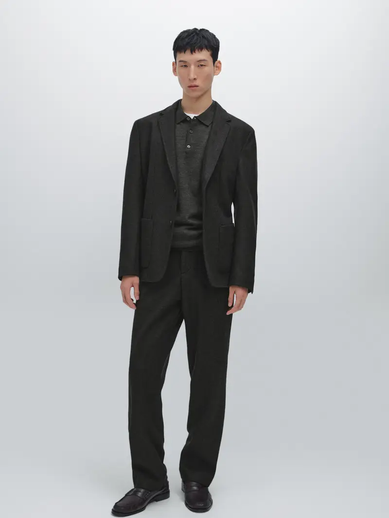 Massimo Dutti Pantaloni Da Abito In Misto Lana - Grigio Marengo - - - Maschile