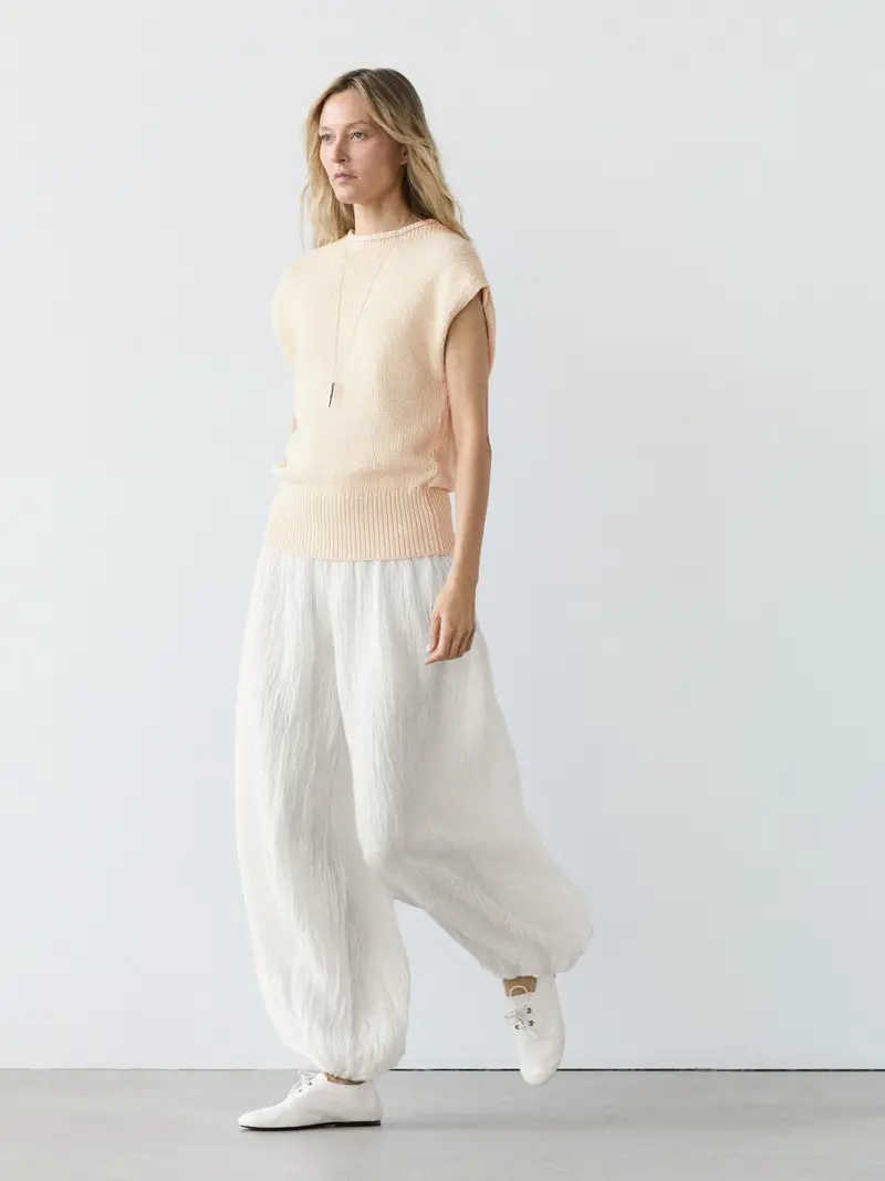 Massimo Dutti Pantaloni Da Gaucho In Lino - Bianco Roto - - - Femminile