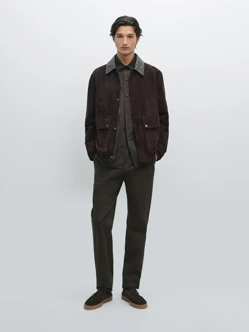 Massimo Dutti Pantaloni Slim Fit 100% Cotone - Marrone - - - Maschile