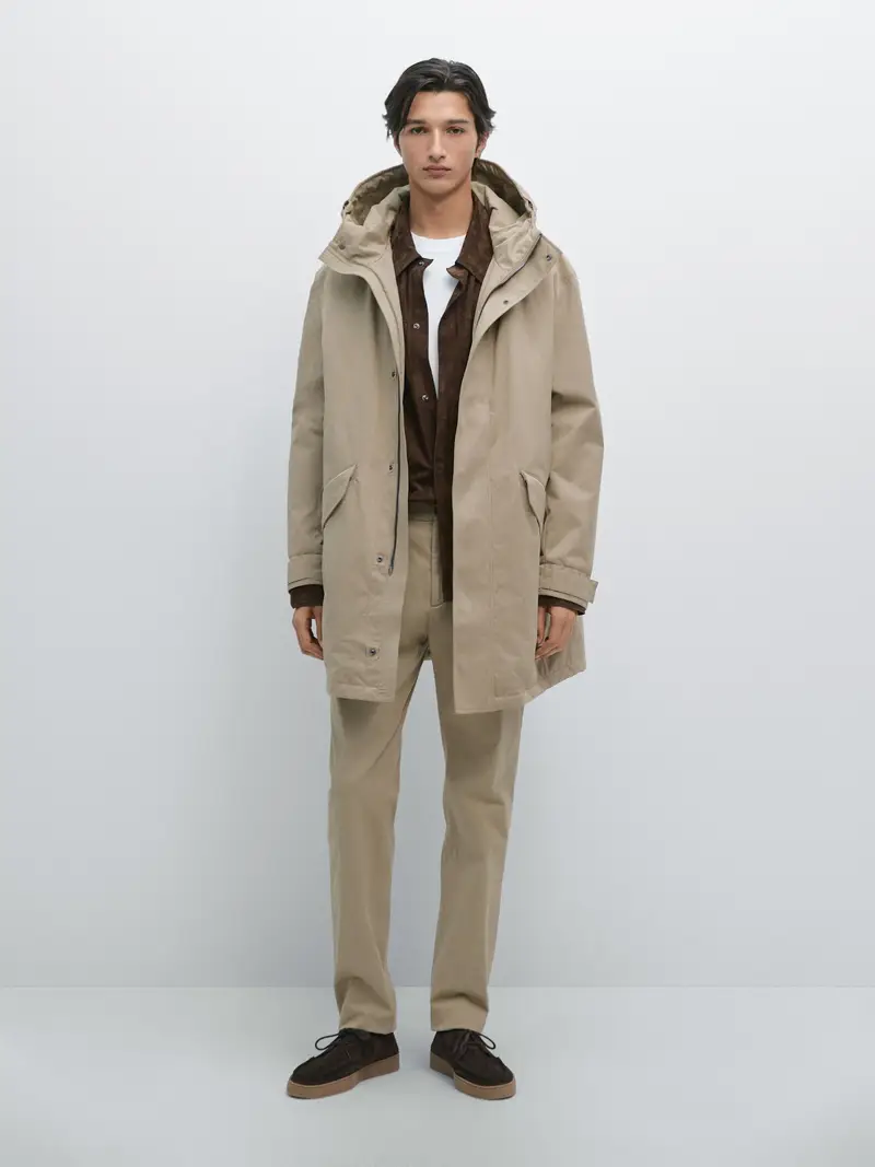 Massimo Dutti Pantaloni Slim Fit 100% Cotone - Marrone Tostato - - - Maschile