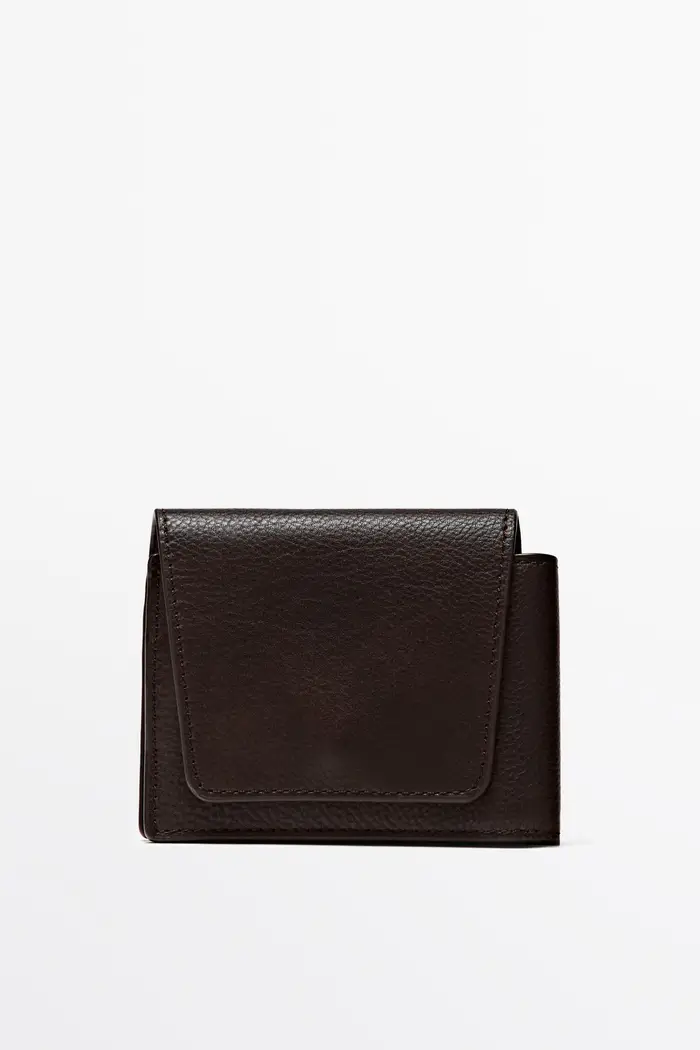 Portafoglio Con Patta In Pelle Nappa - Marrone - - Massimo Dutti - Male