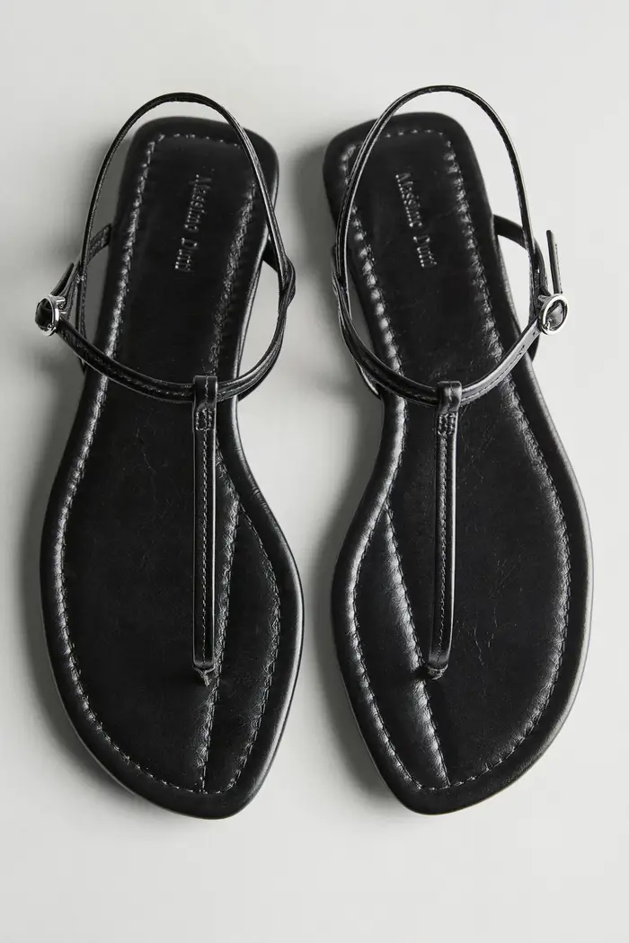 Massimo Dutti Sandali Piatti Con Cinturini Infradito - Nero - - - Femminile