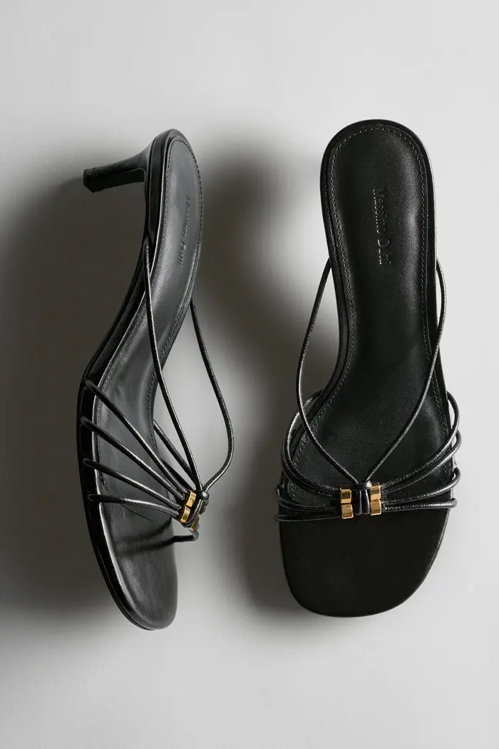 Sandalo Con Tacco A Listini E Decorazione - Nero - - Massimo Dutti - Female
