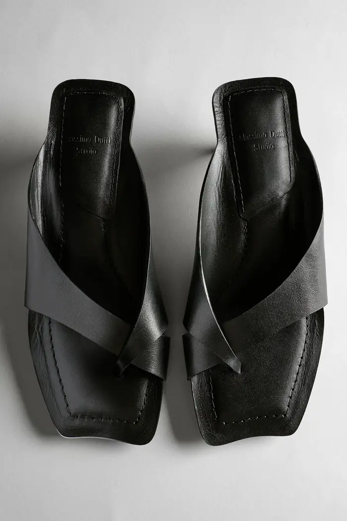 Sandalo Pelle Tacco - Studio - Nero - - Massimo Dutti - Female
