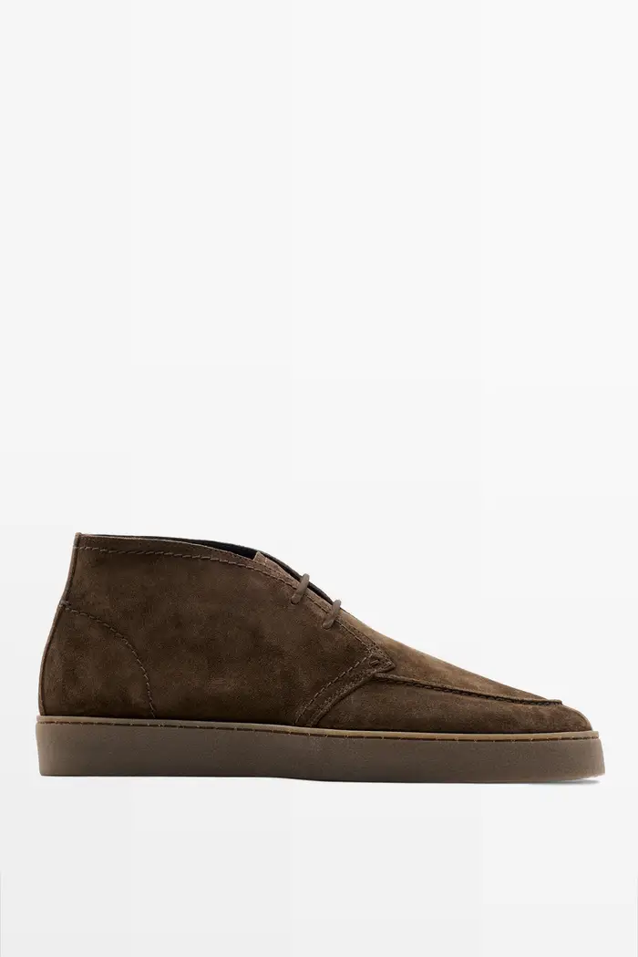 Scarpa Alla Caviglia Con Bordino In Camoscio - Marrone - - Massimo Dutti - Male