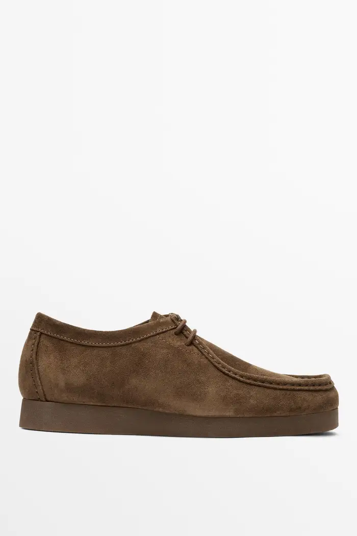 Scarpa Con Bordino In Pelle Scamosciata - Marrone - - Massimo Dutti - Male