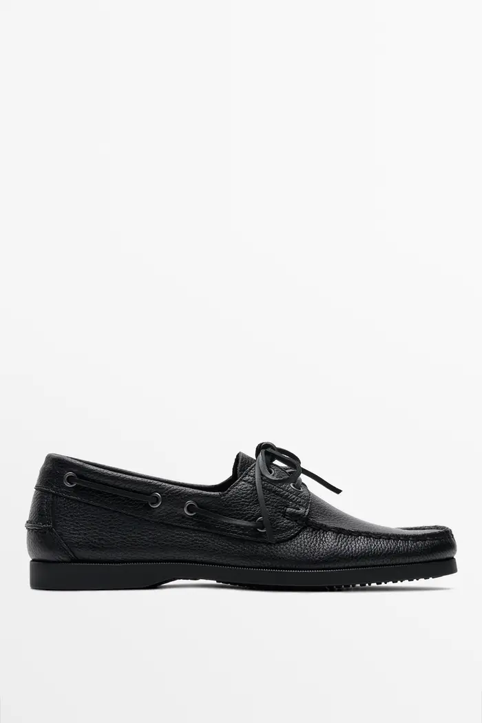 Scarpa Nautica In Pelle - Nero - - Massimo Dutti - Male