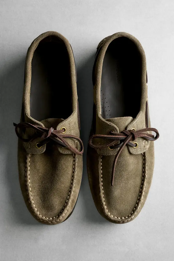 Scarpa Nautica In Pelle - Verde Bottiglia - - Massimo Dutti - Male