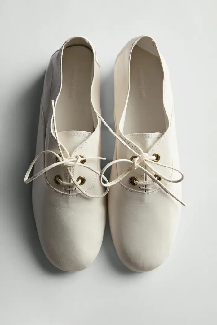 Massimo Dutti Scarpa Stringata In Pelle Morbida - Bianco - - - Femminile