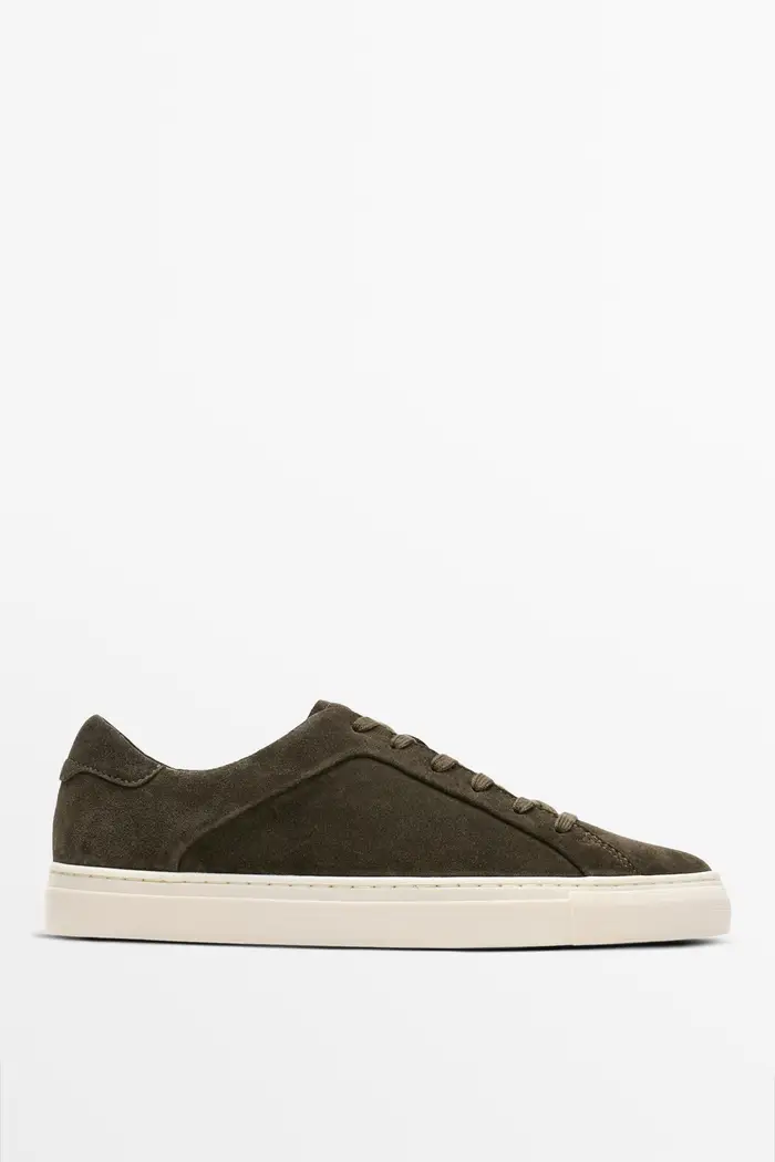 Sneakers In Pelle Con Suola Platform - Cachi - - Massimo Dutti - Male